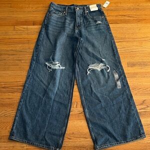 GAP MID RISE BAGGY Stylish Blue Distressed Women Jeans 26